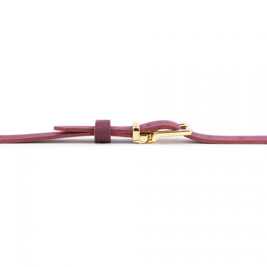 burgundy soft leather belt with gold italian buckle 3