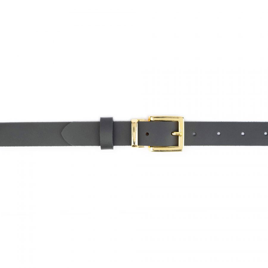 dark gray leather belt with gold italian buckle 2
