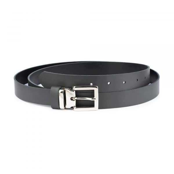 dark gray leather belt with silver italian buckle 1 GRASMO25SILLDR