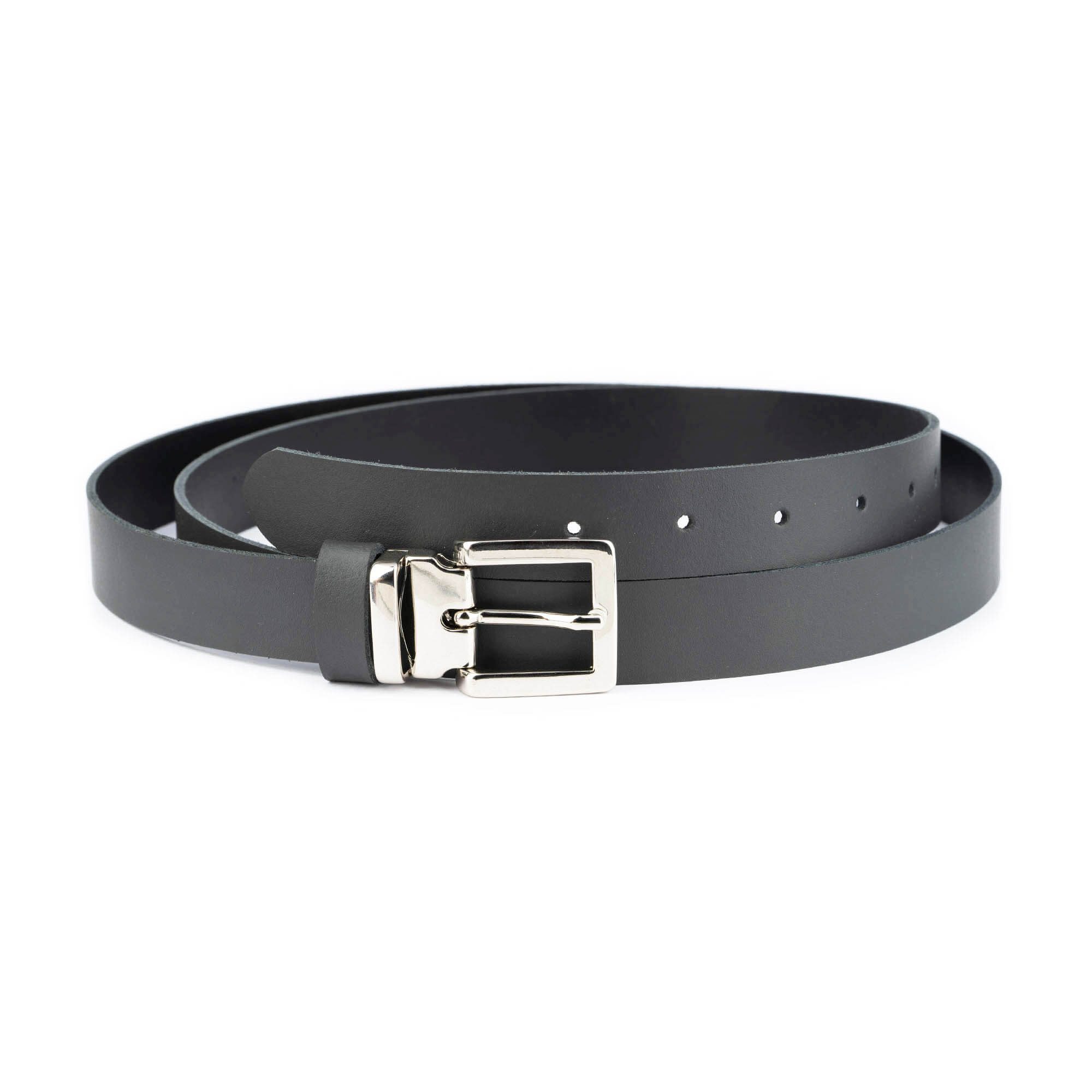 Buy Dark Gray Leather Belt With Silver Italian Buckle ...