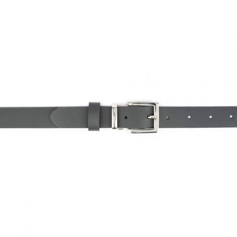 dark gray leather belt with silver italian buckle 2