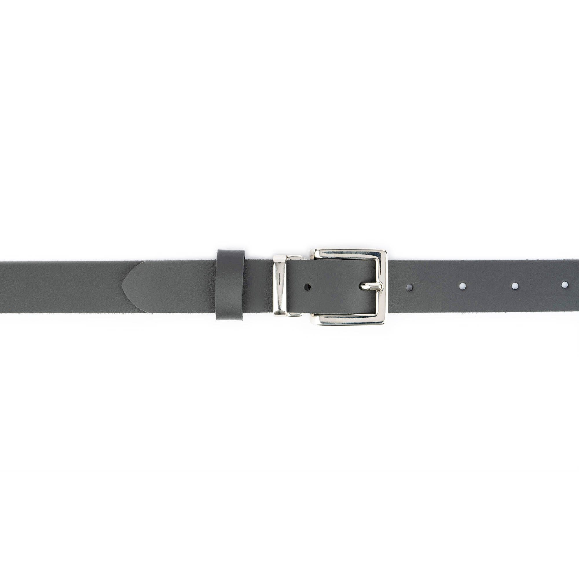 Buy Dark Gray Leather Belt With Silver Italian Buckle ...