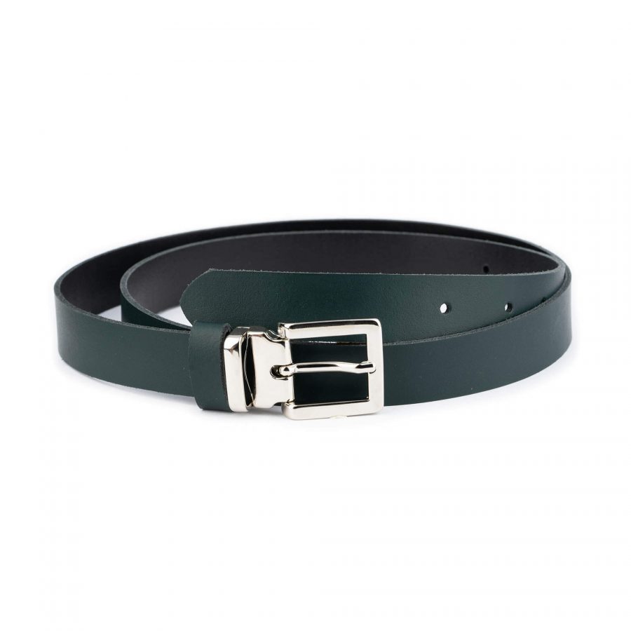 forest green leather belt with silver buckle 1 FORGRE25SILLDR