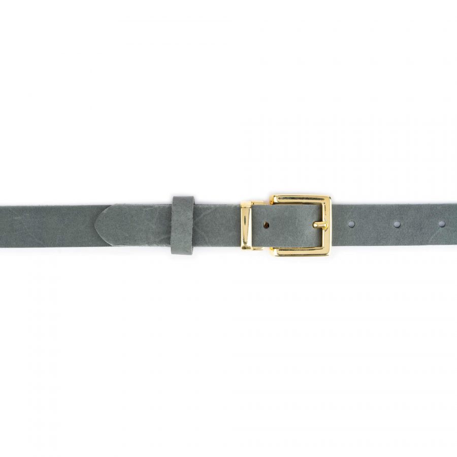 gray soft leather belt with square gold buckle 2