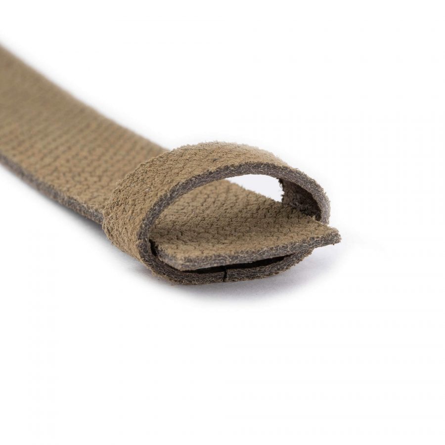 khaki green suede snake embossed belt strap no buckle 3