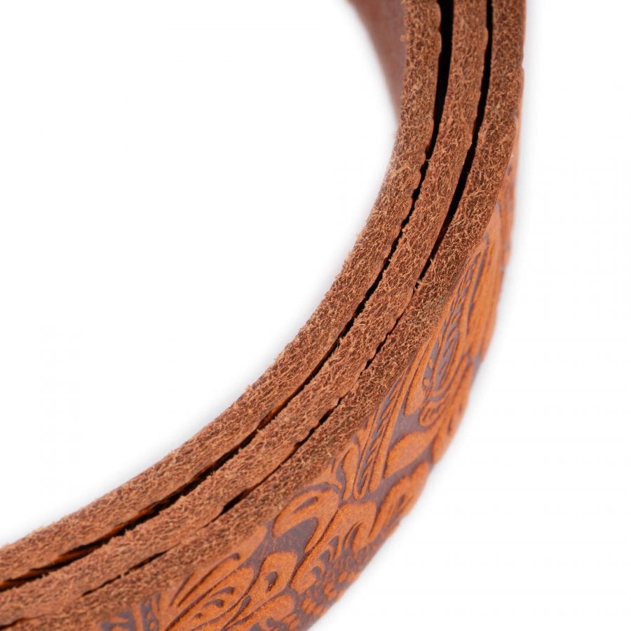 light brown tooled leather belt replacement no buckle 6
