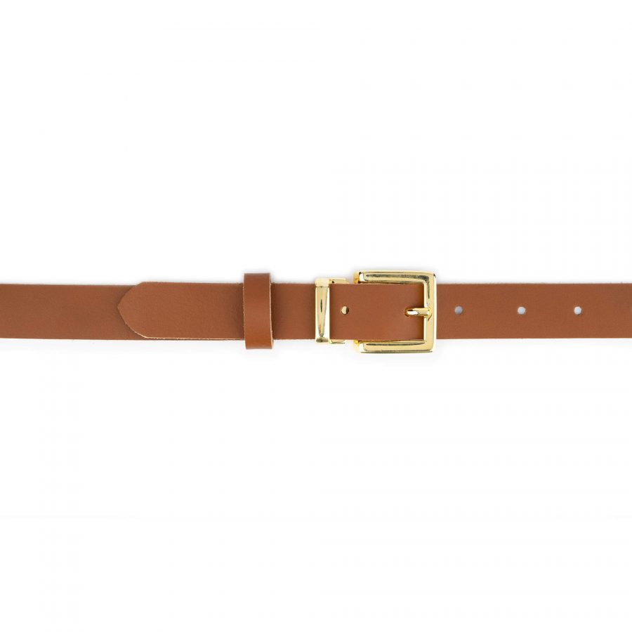 light tan leather belt with gold italian buckle 2