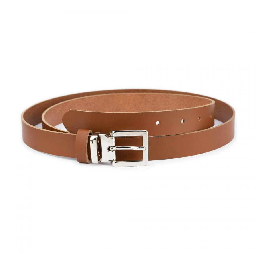 light tan mens leather belt with nickel silver buckle 1 LIGTAN25SILLDR