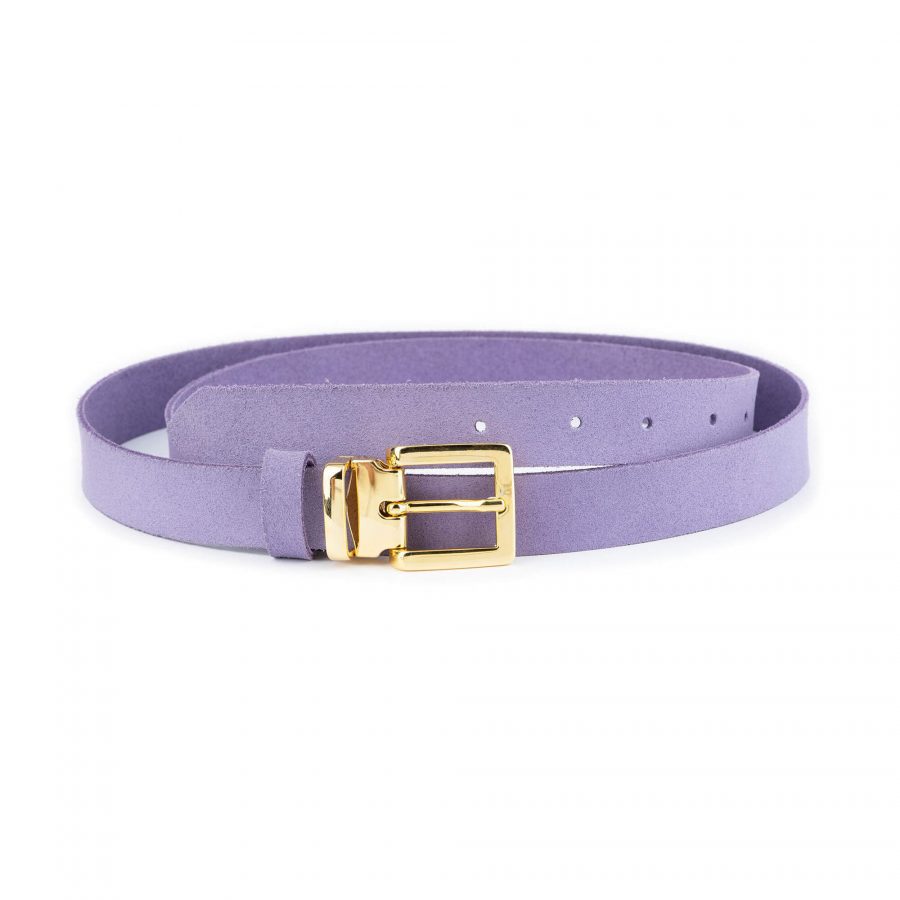 lilac suede belt with gold buckle buckle 1 LILSUE25GOLLDR