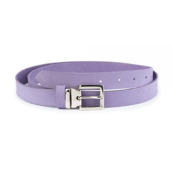 lilac suede belt with nickel silver buckle 1 LILSUE25SILLDR