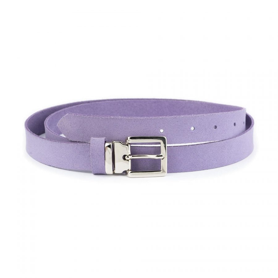 lilac suede belt with nickel silver buckle 1 LILSUE25SILLDR