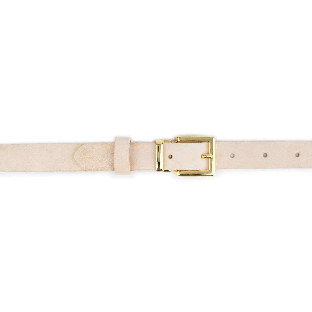 Buy Natural Color Suede Leather Belt With Gold Buckle ...