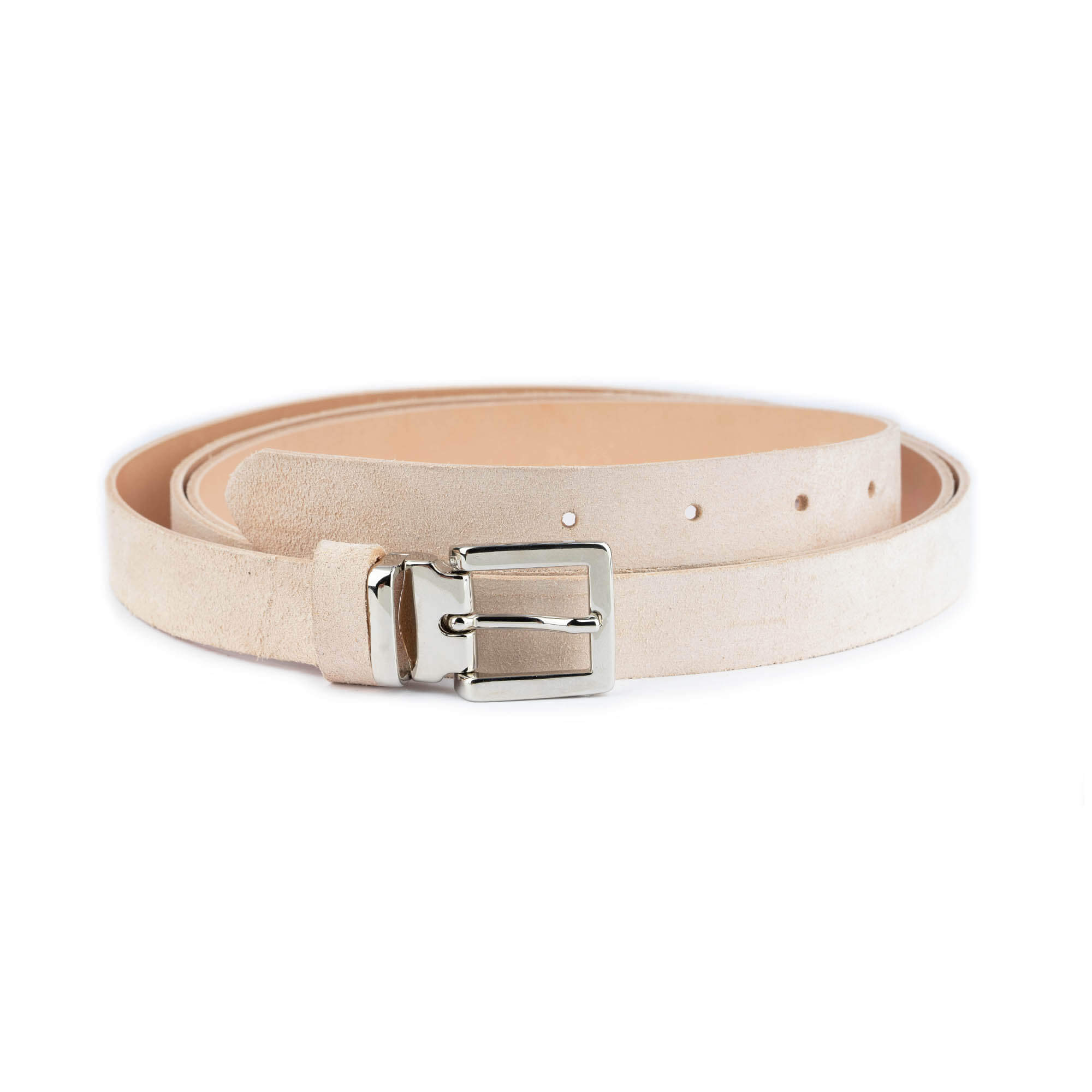 Buy Natural Color Suede Leather Belt With Silver Buckle ...