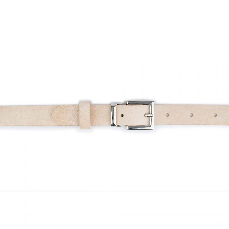 natural color suede leather belt with silver buckle 2