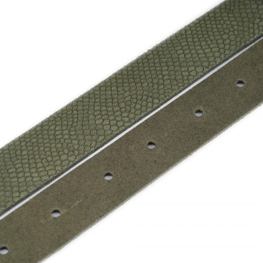olive green snakeskin emboss belt with square buckle 4