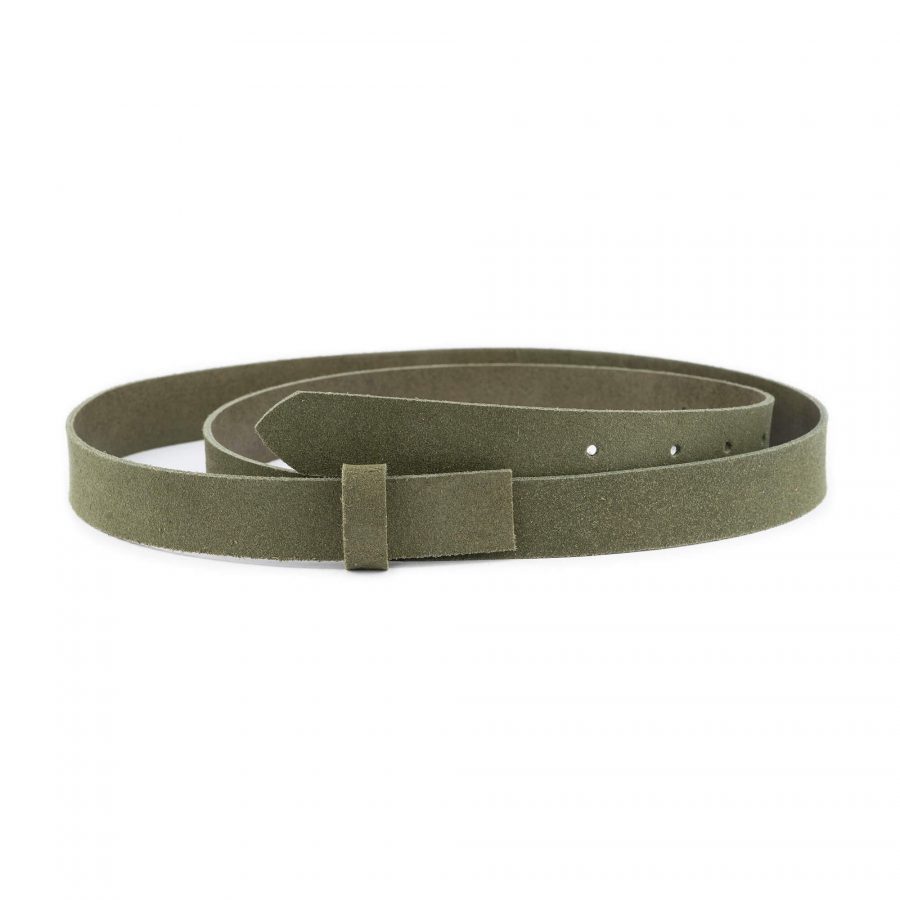 olive green suede belt strap replacement no buckle 1 OLISUE25LDR