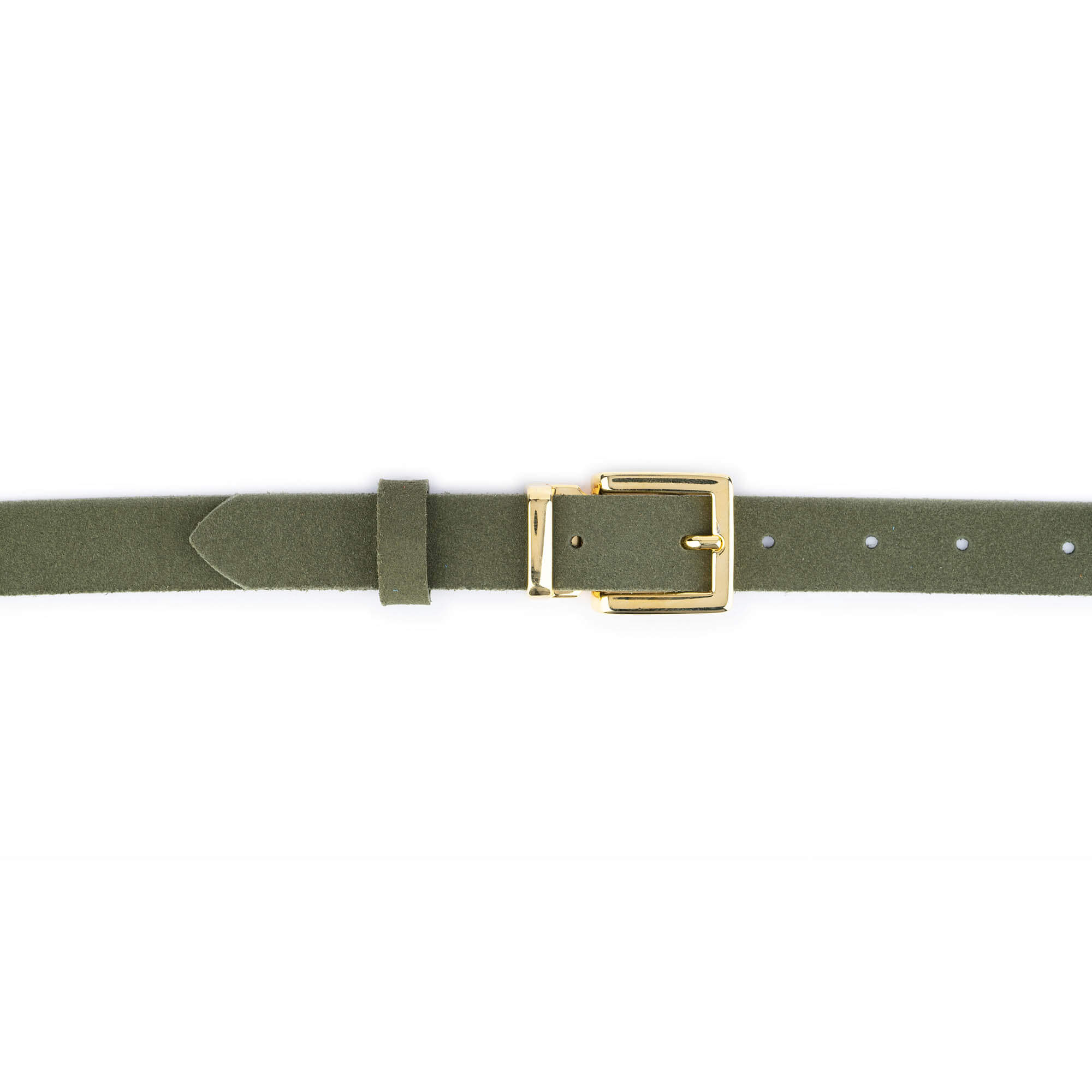 Buy Olive Green Suede Leather Belt With Gold Buckle