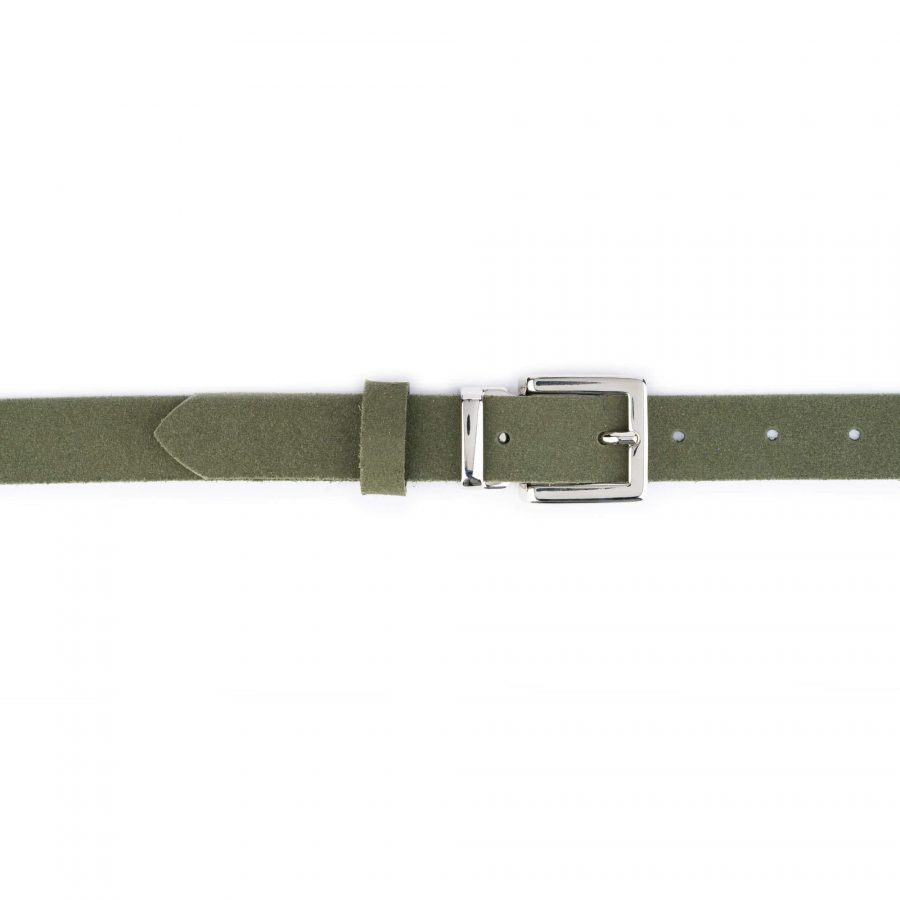 olive green suede leather belt with square buckle 2