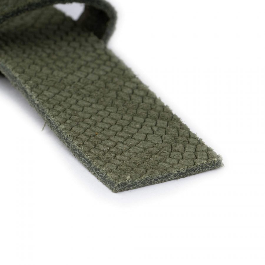 olive green suede snake print belt strap without buckle 4