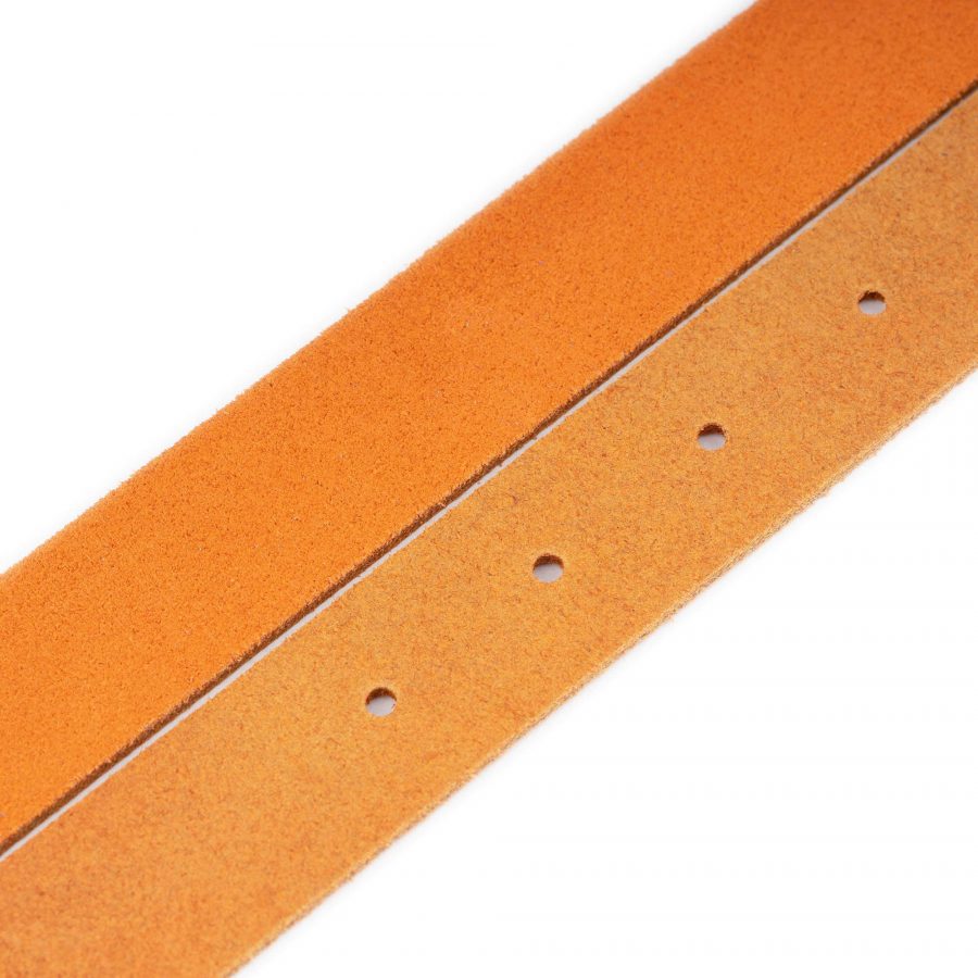 orange suede belt with gold buckle 4