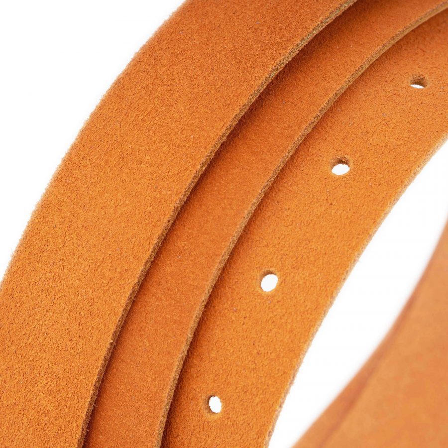 orange suede belt with gold buckle 5