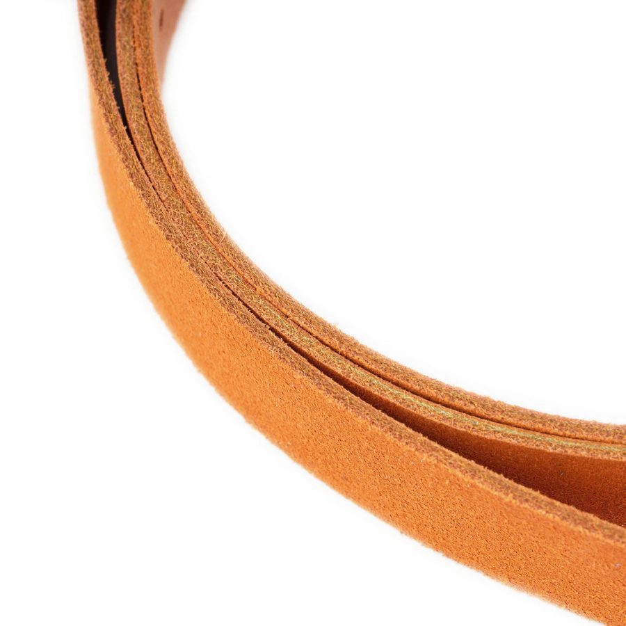 orange suede belt with gold buckle 6