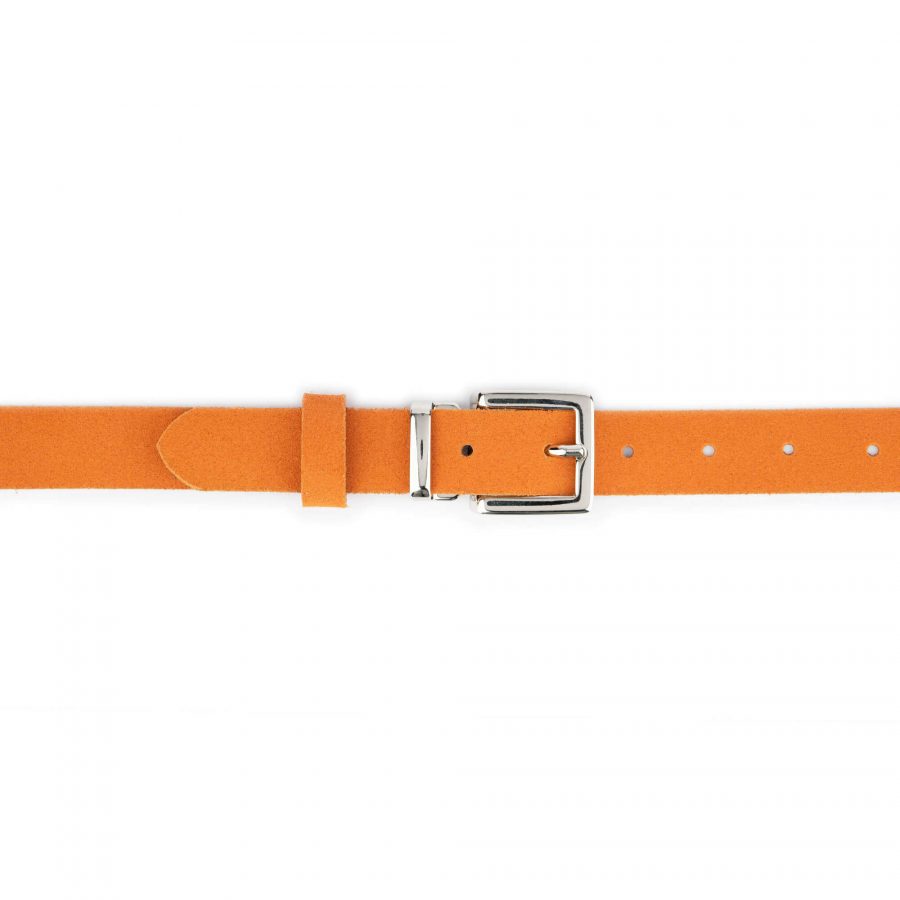 orange suede belt with silver buckle 2