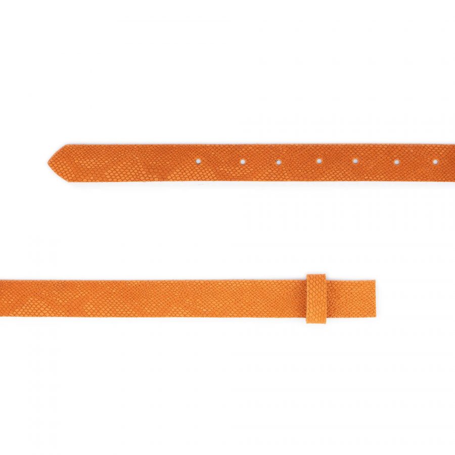 orange suede snake emboss belt strap without buckle 2