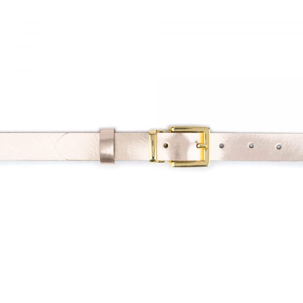 Buy Rose Gold Metallic Leather Belt With Gold Buckle ...