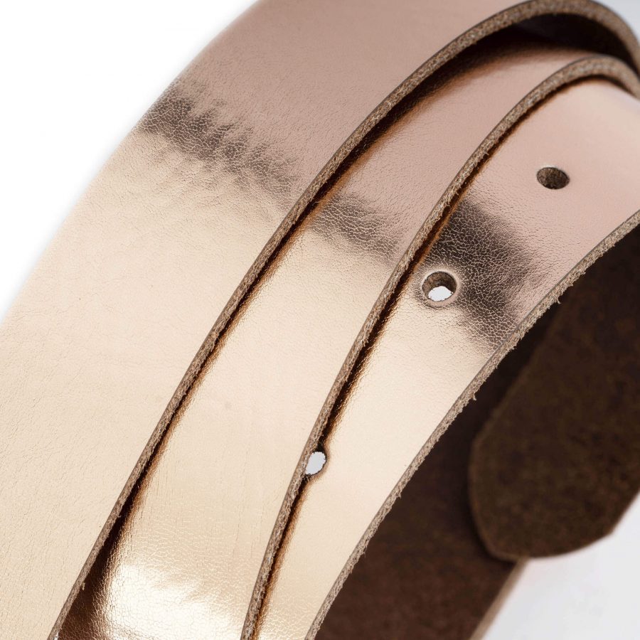 rose gold metallic leather belt with gold buckle 5