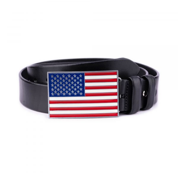 American Flag Leather Belt Thick Black Calfskin 1 28 40 USABLA4011FLAAML USD55