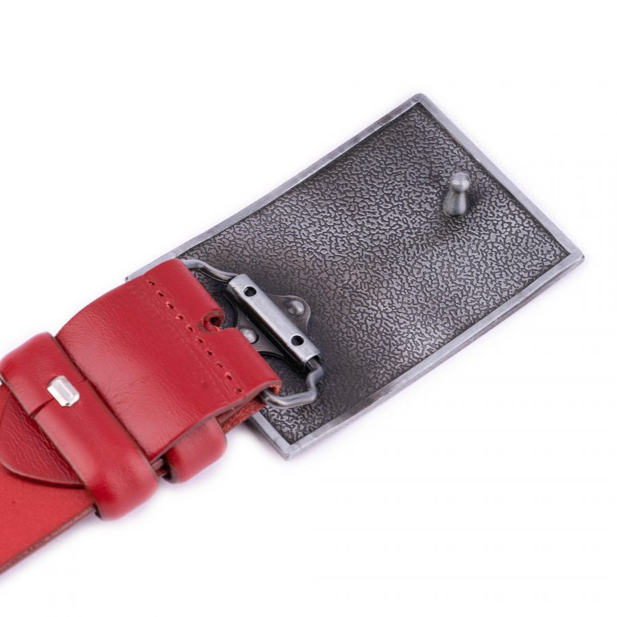 American Flag Leather Belt Thick Red Calfskin 7