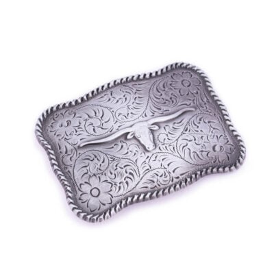 Longhorn Belt Buckle Mens Western Silver 1 LONHOR40PLQSIL USD19