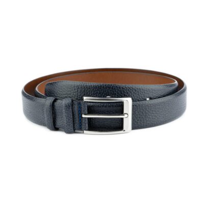 Mens Fashion Belt Blue Textured Leather 1 3 8 Inch New 1 BLTX3523SLVE