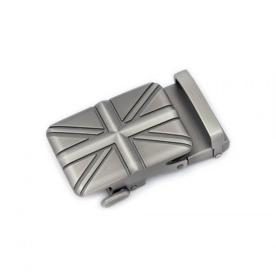 UK flag ratchet belt buckle silver matte metal 1 BRITAI35RATSLV 25USD