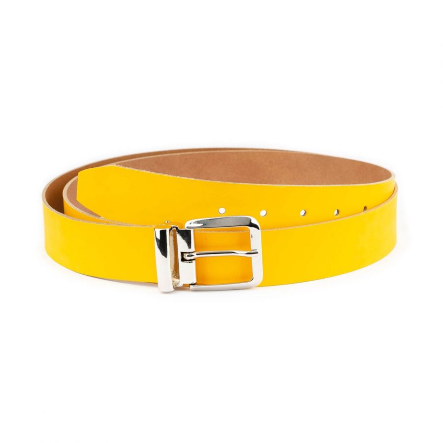Yellow Leather Belt With Italian Buckle 1 YELSMO35ITALDR USD85