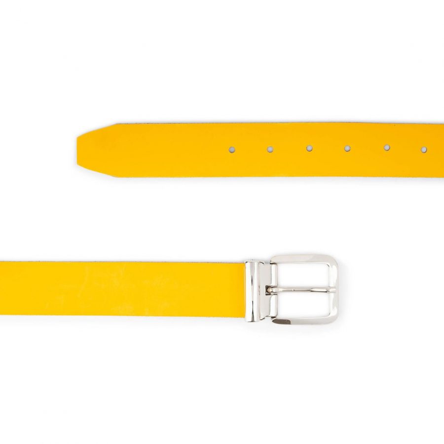 Yellow Leather Belt With Italian Buckle 2