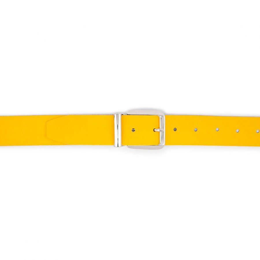 Yellow Leather Belt With Italian Buckle 4