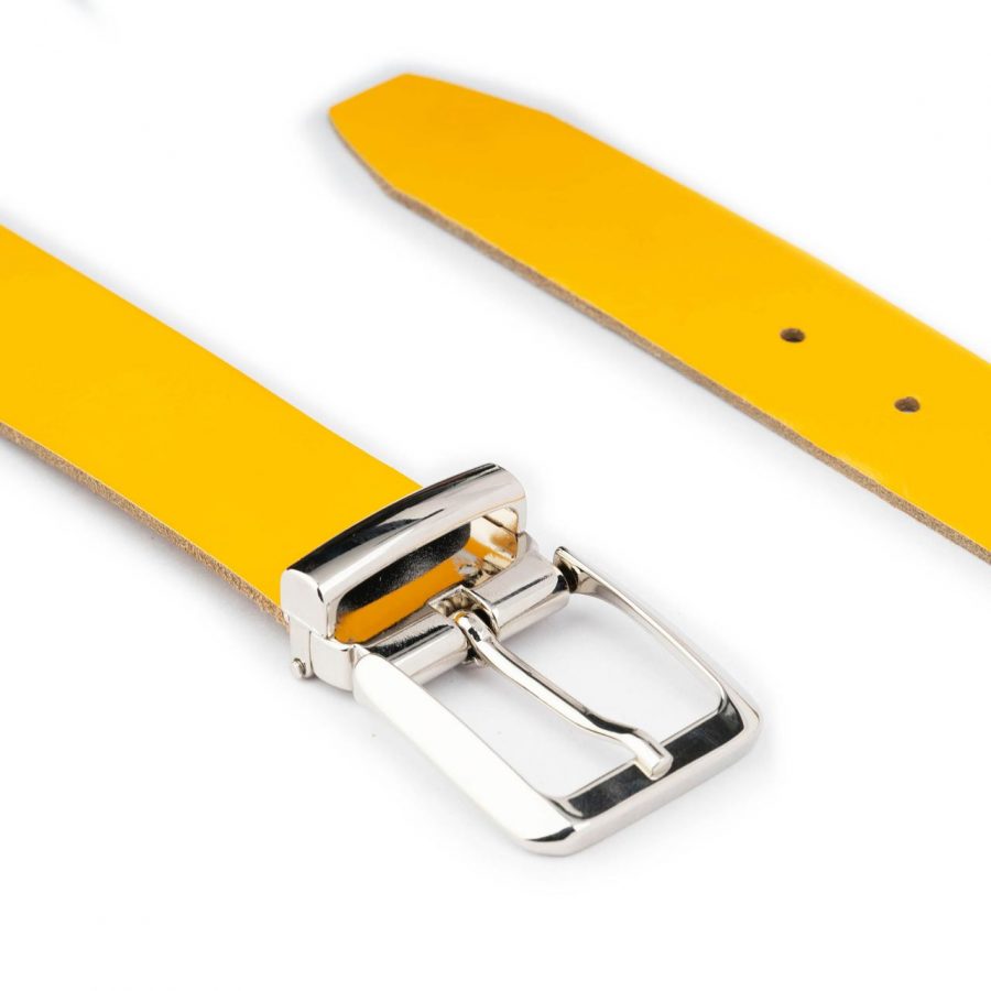 Yellow Leather Belt With Italian Buckle 5