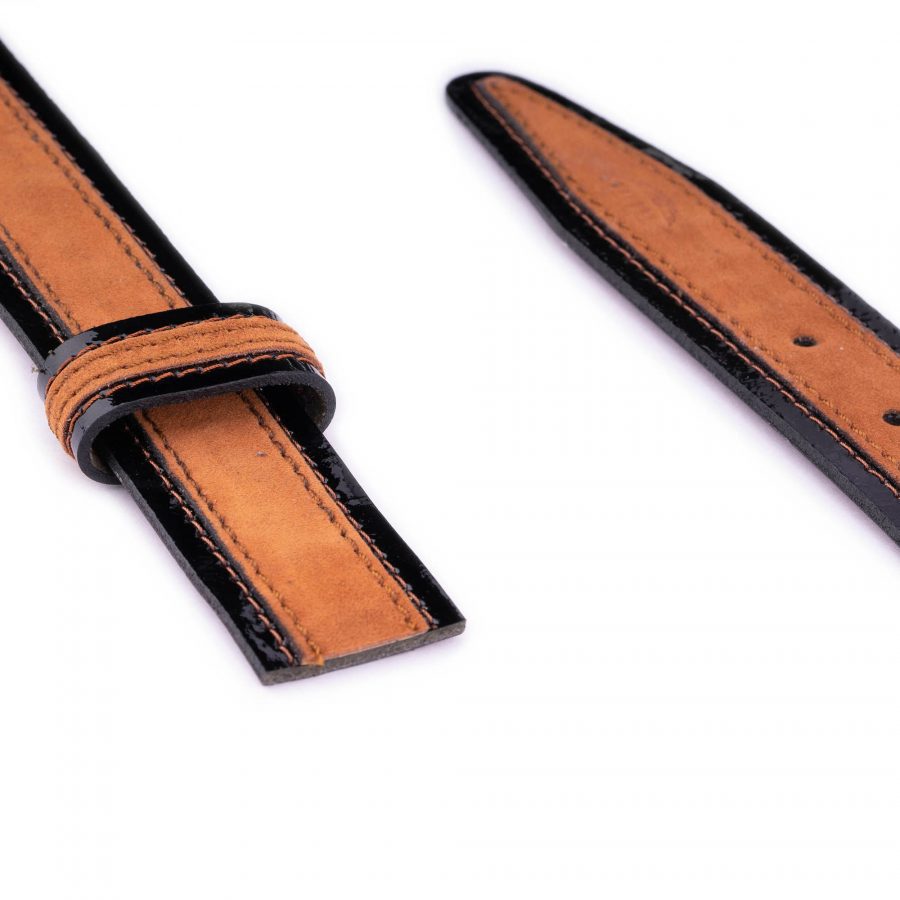 beige luxury belt strap patent leather with suede 3