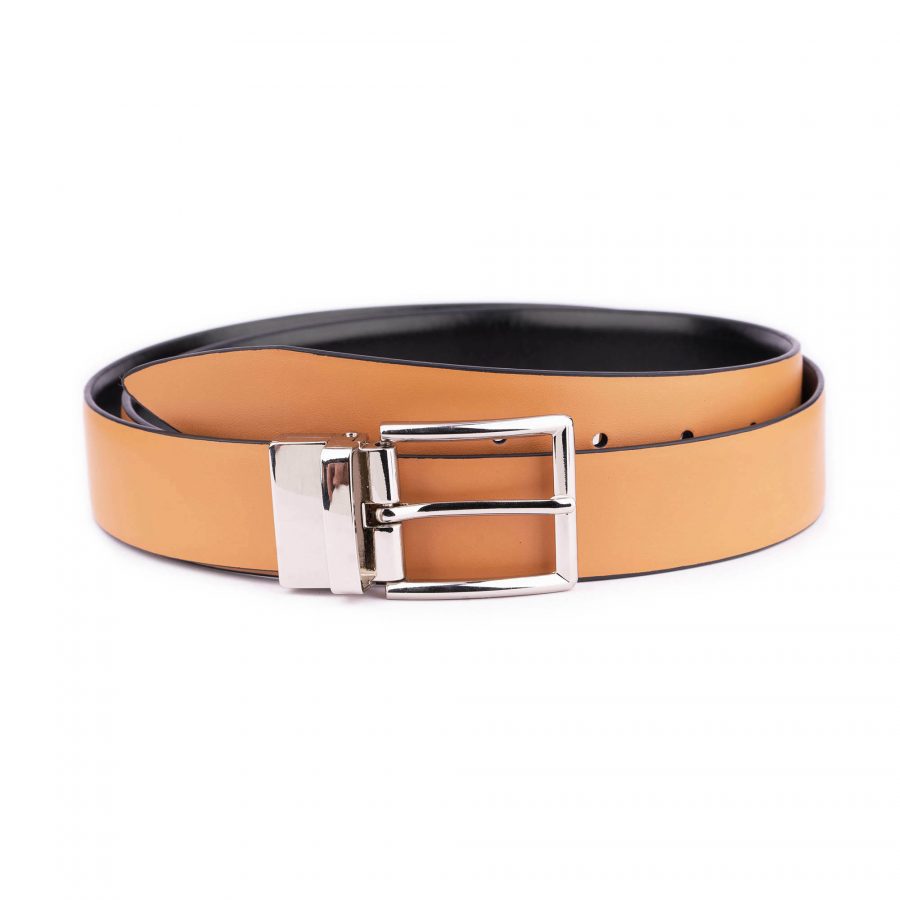 beige vegan belt mens with silver buckle 3 5 cm 1 BEIBLA35REVSIL 28 40 35USD