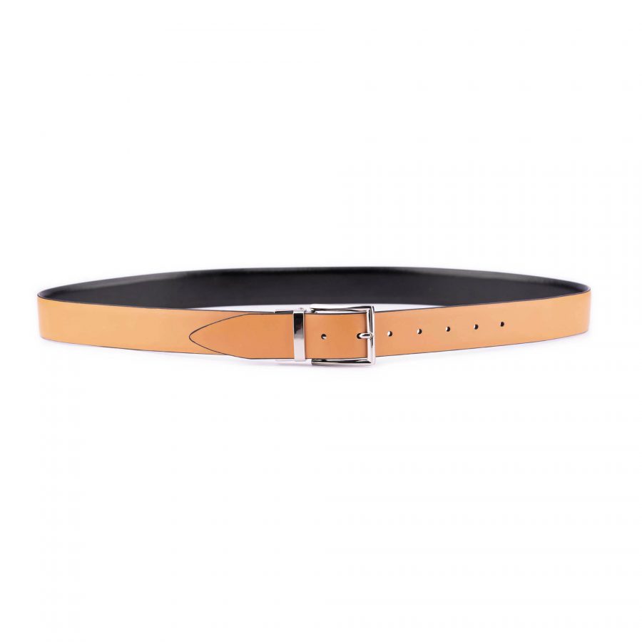 beige vegan belt mens with silver buckle 3 5 cm 5