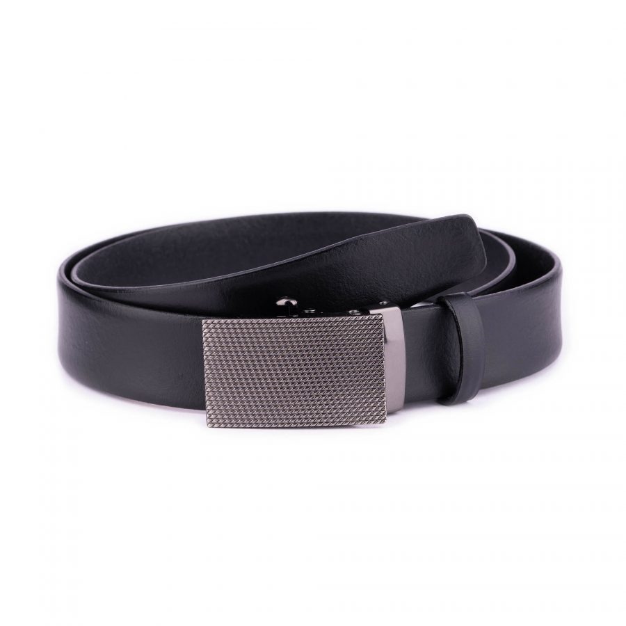 black leather automatic belt with silent slide buckle 1 AUTSIL35BLASMO 55USD