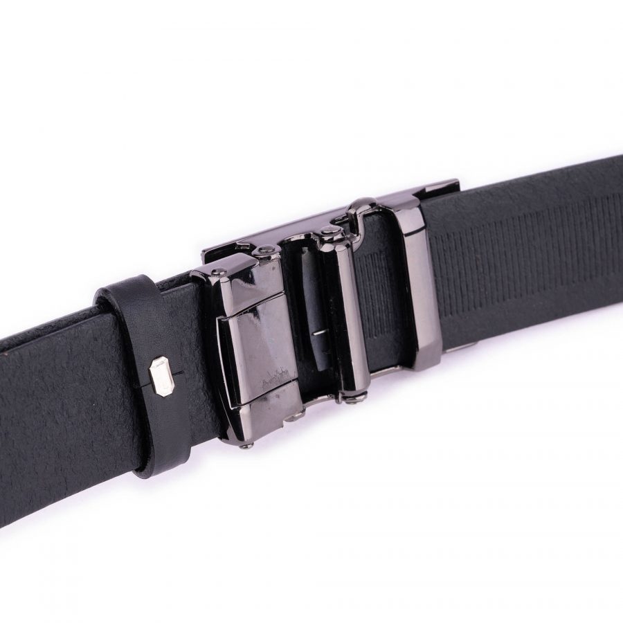 black leather automatic belt with silent slide buckle 5