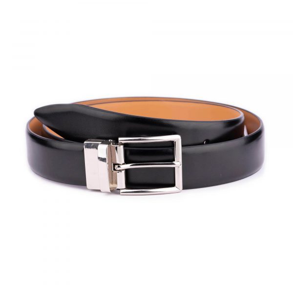 black vegan belt mens with silver buckle 3 5 cm 1 BLABEI35REVSIL 28 40 35USD