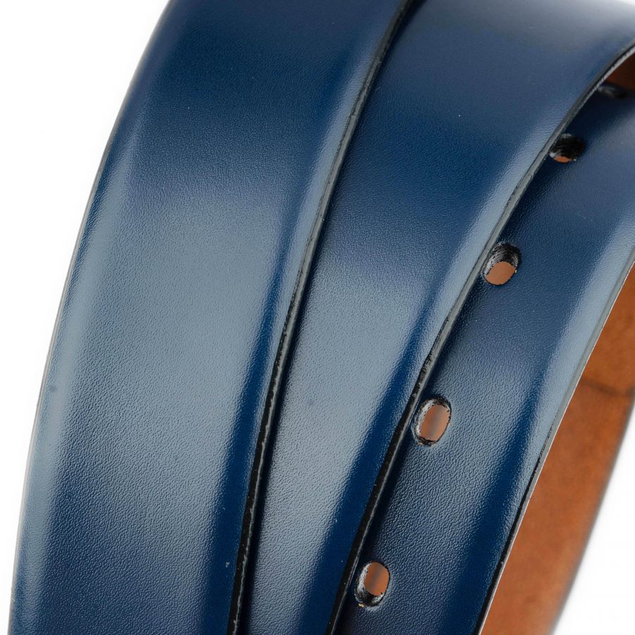 blue smooth leather belt strap for designer buckles 4