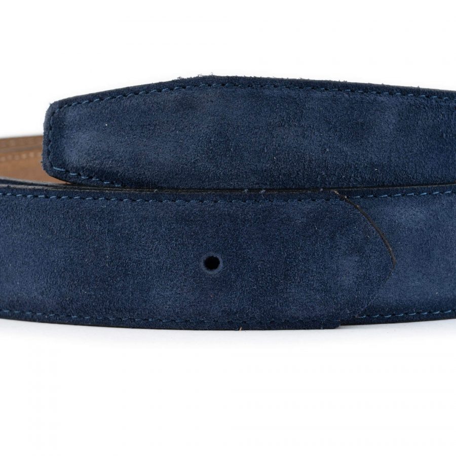 blue suede leather strap for belt buckle with hole 3 5 cm 2