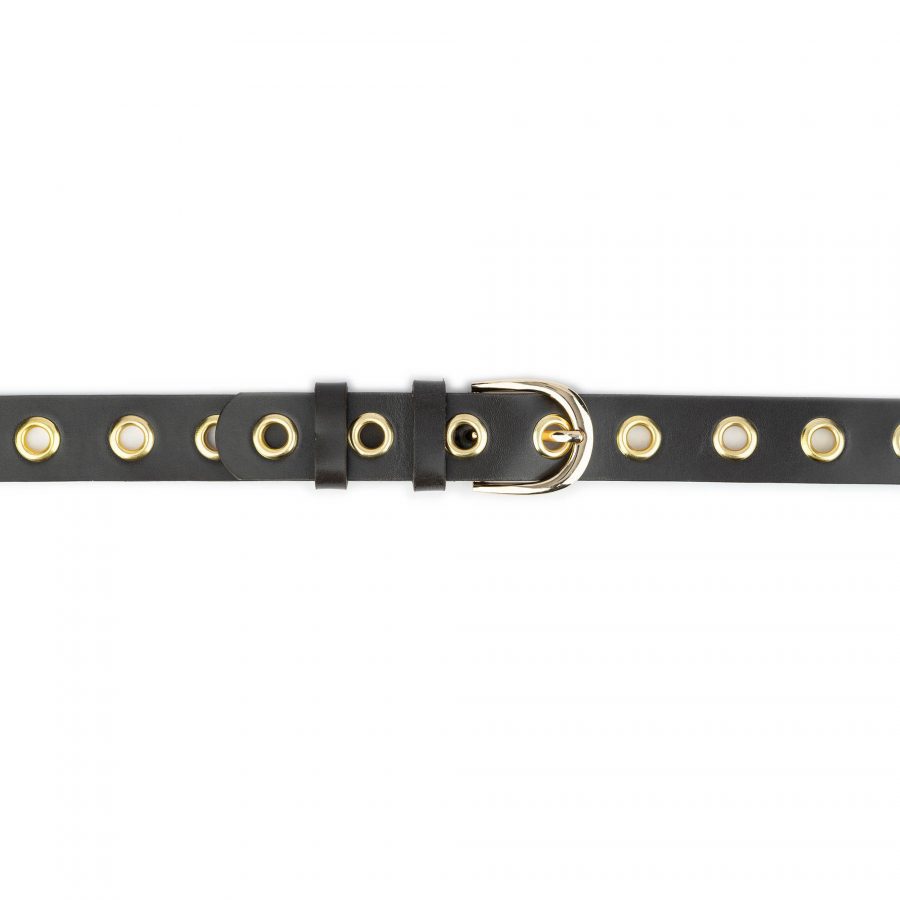 brown Leather gold Eyelet Belt 4