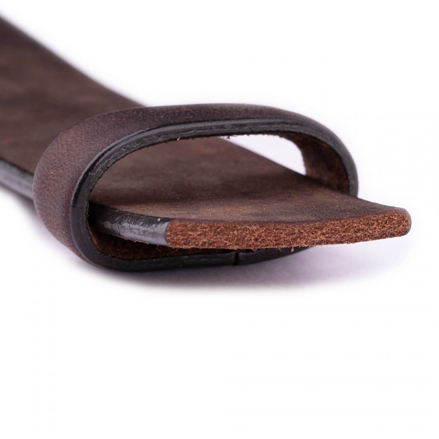 brown full grain leather belt strap for clasp buckles 3