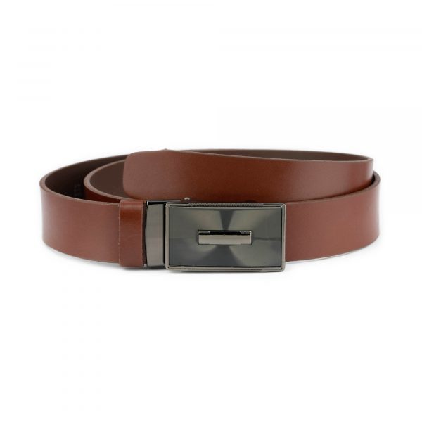 brown mens ratchet belt with silent buckle 1 AUTCOG35SILSEP